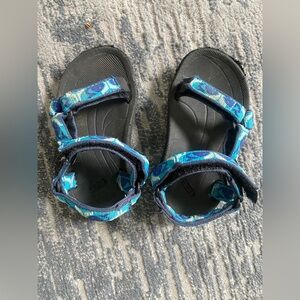 Teva navy and teal whale patterned sport sandal